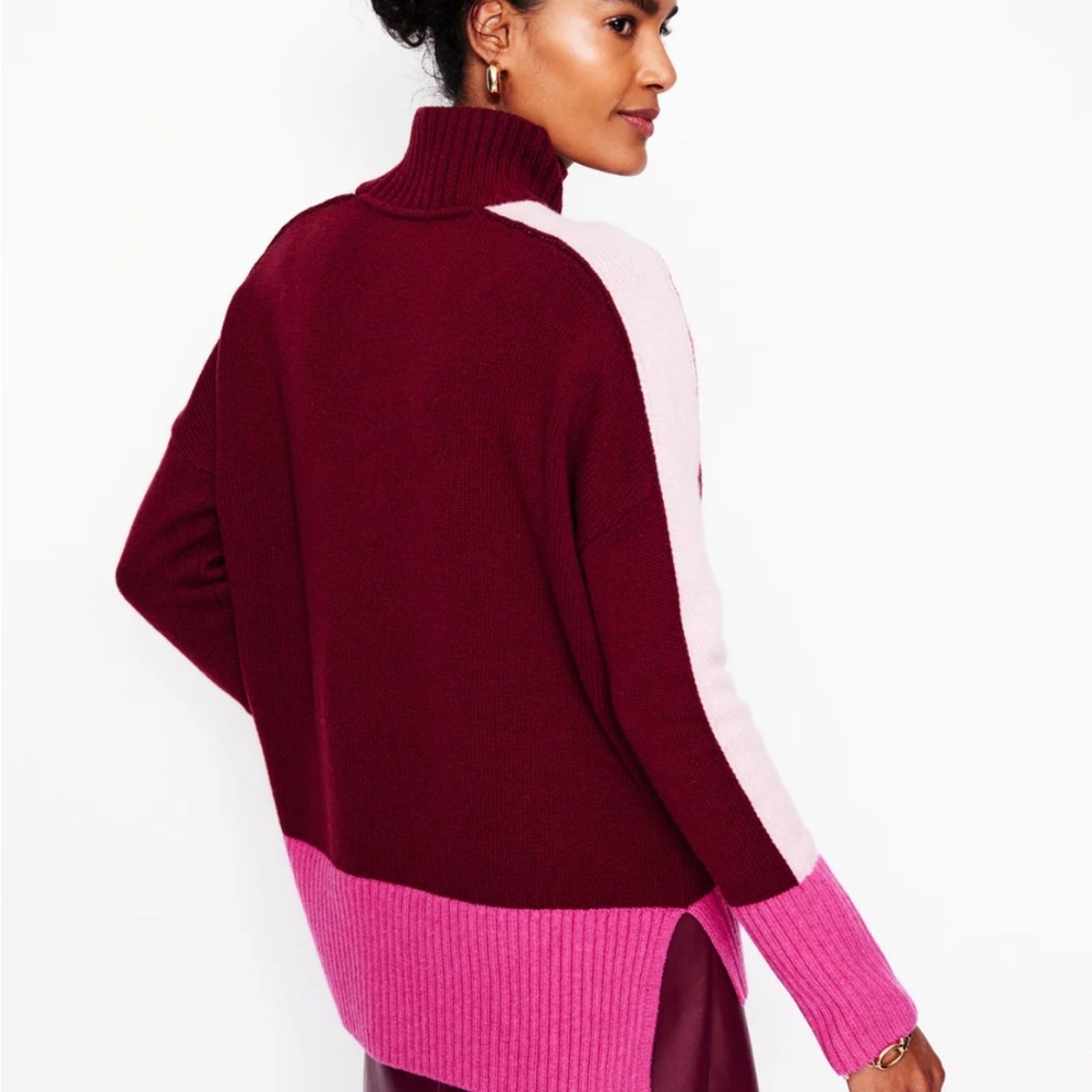 NWOT Boden Jessica Oversized Sweater Deep Wisteria, Colorblock size medium - Picture 2 of 8
